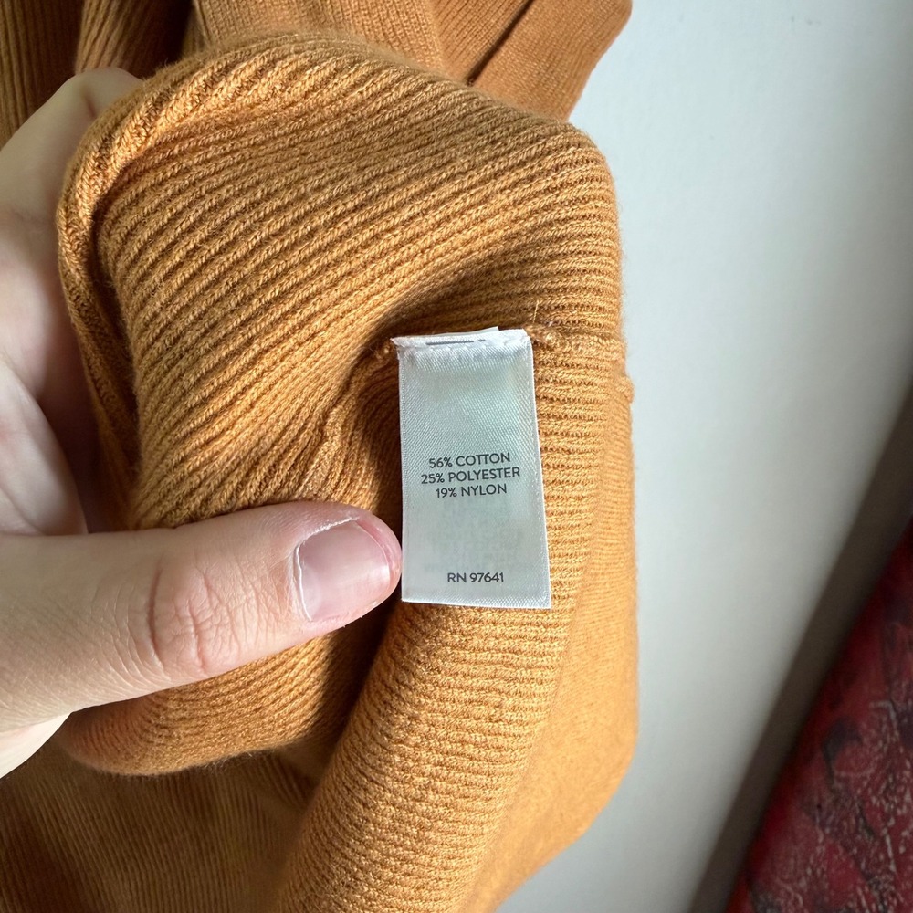 J. Jill Womens Burnt Orange Ribbed Open Front Short Sleeve Cardigan Pocket Large - Picture 4 of 7